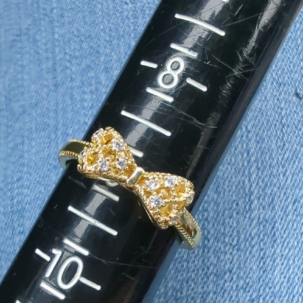 Gold Tone Sterling Silver Bow Ring - Size 9